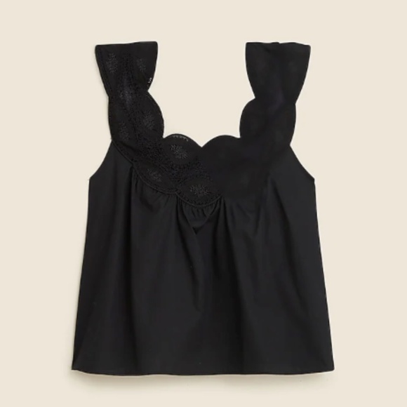 J. Crew Tops - NWT JCREW WOMENS SWING LACE BLACK TANK TOP CROPPED SZ MEDIUM 100% COTTON